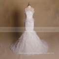 Fairy Mermaid Boat Neck Lace Applique Bottom Ruffle Wedding Gown